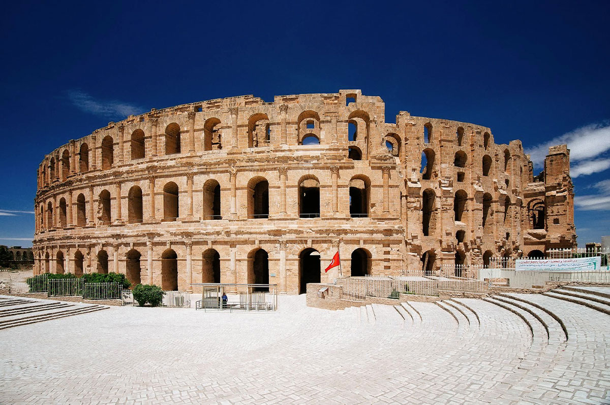 The Colosseum of El Djem, an ancient amphitheater in Tunisia